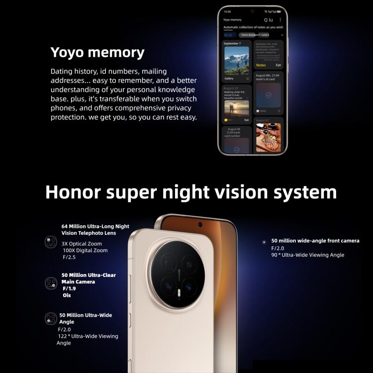 Honor Magic8 Pro, 16GB+1TB, Screen Fingerprint, 6.71 inch MagicOS 10.0 / Android 16 Snapdragon 8 Elite Gen 5 Octa Core, Network: 5G, NFC, OTG