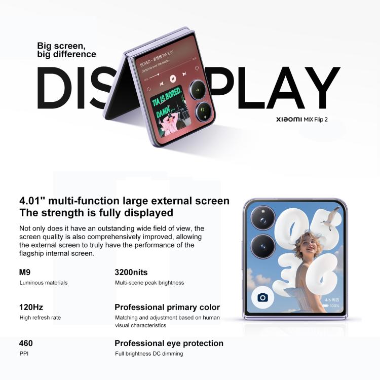 Xiaomi MIX Flip 2, 12GB+256GB, 6.86 inch + 4.01 inch Xiaomi HyperOS 2 Snapdragon 8 Elite Octa Core, NFC, Network: 5G