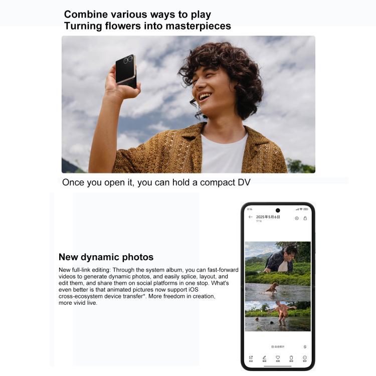 Xiaomi MIX Flip 2, 12GB+512GB, 6.86 inch + 4.01 inch Xiaomi HyperOS 2 Snapdragon 8 Elite Octa Core, NFC, Network: 5G