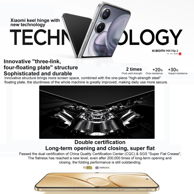 Xiaomi MIX Flip 2, 12GB+512GB, 6.86 inch + 4.01 inch Xiaomi HyperOS 2 Snapdragon 8 Elite Octa Core, NFC, Network: 5G