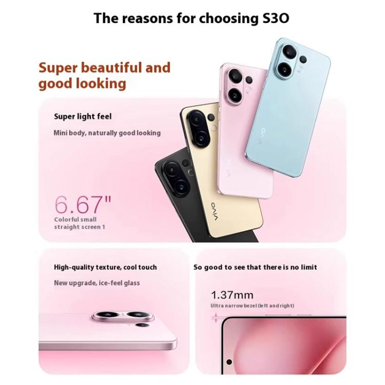 vivo S30, 12GB+512GB, Screen Fingerprint, 6.67 inch Android 15 Snapdragon 7 Gen 4 Octa Core, OTG, NFC, Network: 5G, Support Google Play