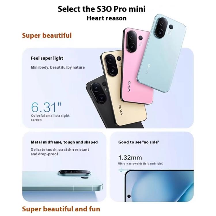 vivo S30 Pro mini, 16GB+512GB, Screen Fingerprint Identification, 6.31 inch Android 15 Dimensity 9300+ Octa Core, OTG, NFC, Network: 5G, Support Google Play