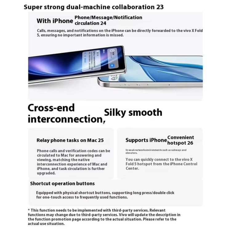 vivo X Fold5, 16GB+512GB, 8.03 inch + 6.53 inch Android 15 OriginOS 5 Snapdragon 8 Gen 3 Octa Core, OTG, NFC, Network: 5G