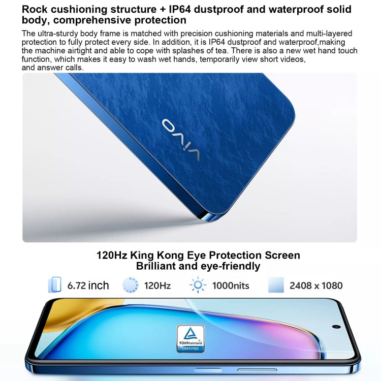 vivo Y200i, Dual Back Cameras, 12GB+512GB, Face ID Screen Fingerprint Identification, 6.72 inch Android 14.0 OriginOS 4 Snapdragon 4 Gen 2 Octa Core 2.2GHz, OTG, Network: 5G, Support Google Play
