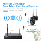 ESCAM WNK618 3.0 Million Pixels 8-channel Wireless Dome Camera HD NVR Security System, Support Motion Detection & Two-way Audio & Full-color Night Vision & TF Card, EU Plug