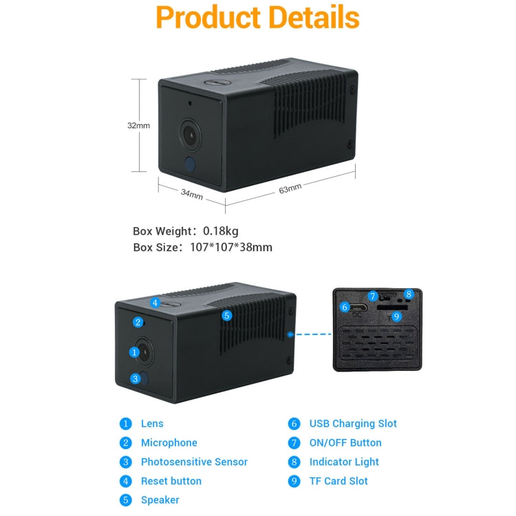 G17 2.0 Million Pixels HD 1080P Smart WiFi IP Camera, Support Night Vision & Two Way Audio & Motion Detection & TF Card, AU Plug