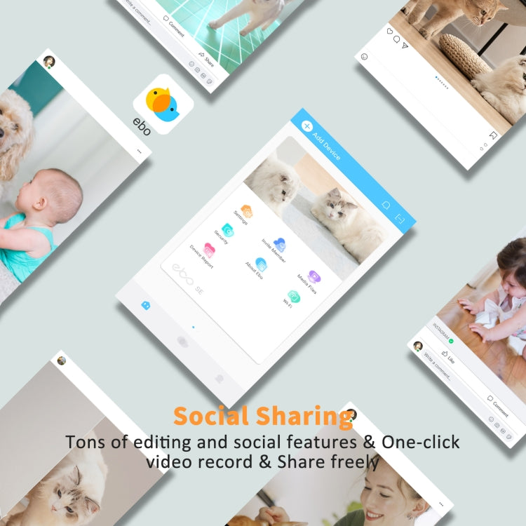 EBO SE 1080P HD Smart Home Companion Robot Remote Monitoring Camera, Support Infrared Night Vision & Two-way Voice & TF Card, US Plug