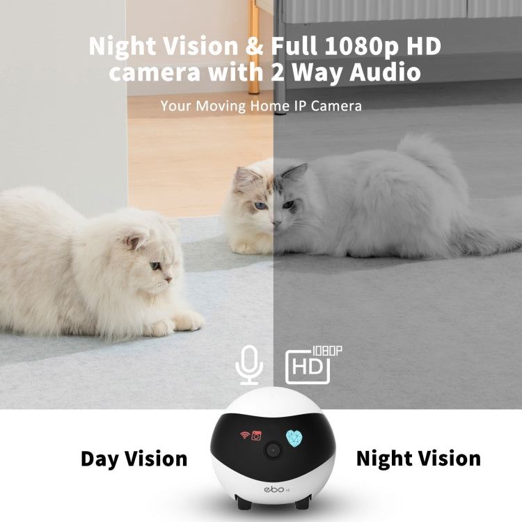EBO SE 1080P HD Smart Home Companion Robot Remote Monitoring Camera, Support Infrared Night Vision & Two-way Voice & TF Card, US Plug
