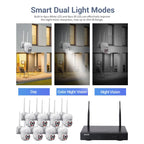 ESCAM WNK718 HD 3.0 Million Pixels 8-channel Wireless + 8IPC Wireless NVR Security System, UK Plug