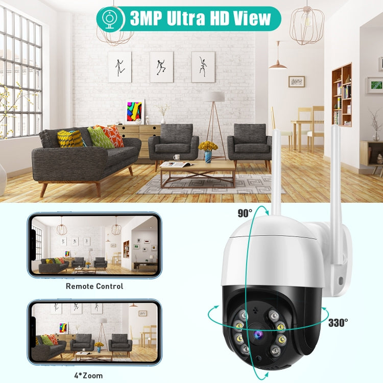 QX29 3.0MP HD WiFi IP Camera, Support Night Vision & Motion Detection & Two Way Audio & TF Card, AU Plug