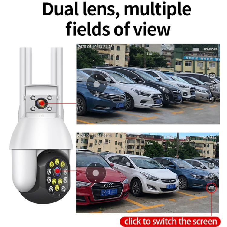 QX41 1080P 2.0MP Dual Lens IP66 Waterproof Panoramic PTZ WIFI Camera, Support Day and Night Full Color & Two-way Voice Intercom & Smart Alarm & Video Playback & 128GB TF Card, AU Plug