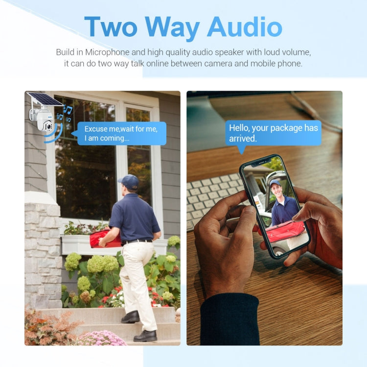 ESCAM QF480 EU Version HD 1080P IP66 Waterproof 4G Solar Panel PT IP Camera with Battery, Support Night Vision / Motion Detection / TF Card / Two Way Audio