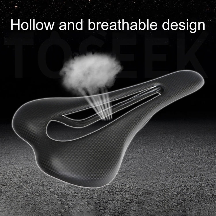 TOSEEK Road Bike Carbon Fiber Seat Bicycle Hollow Seat Saddle, 3K Texture + Extinction