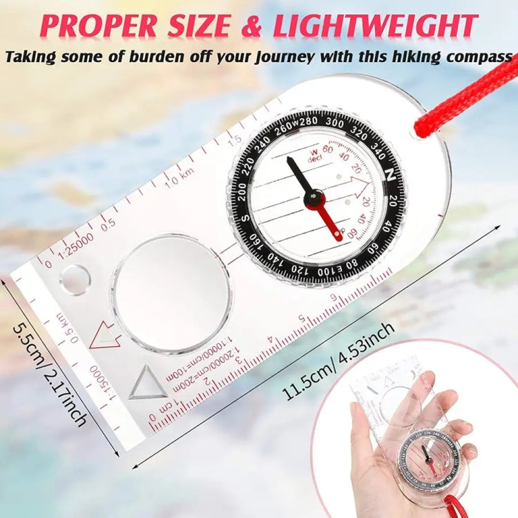 2pcs Nisa SD482 Outdoor Compass Map Scale with Magnifying Glass Multifunction