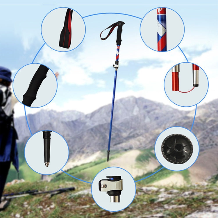 5 Node Portable Foldable Aluminium Alloy Alpenstocks Trekking Poles, Folding Length : 28.5CM