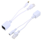 2 in 1 RJ45 POE Injector and Splitter Cable Set with 2.1x 5.5mm Female & Male DC Jack