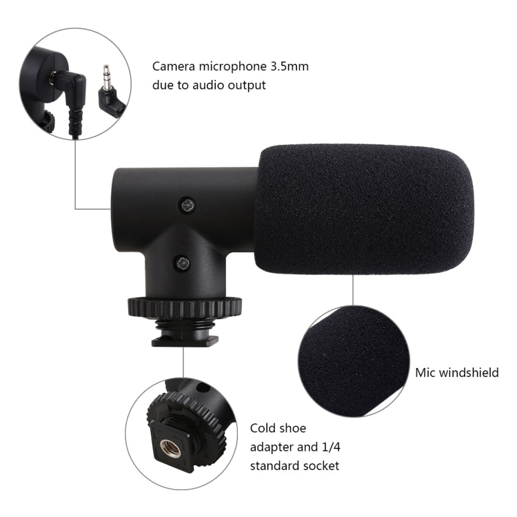 PULUZ 3.5mm Audio Stereo Recording Vlogging Professional Interview Microphone for DSLR & DV Camcorder, Smartphones