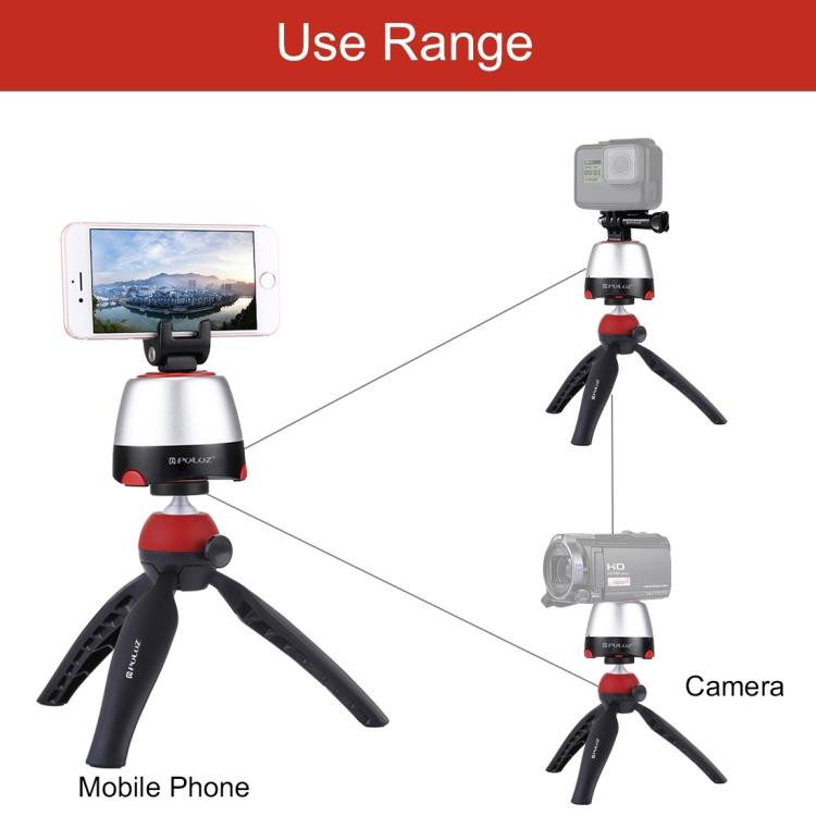 PULUZ Electronic 360 Degree Rotation Panoramic Head + Tripod Mount + GoPro Clamp + Phone Clamp with Remote Controller for Smartphones, GoPro Action Cameras