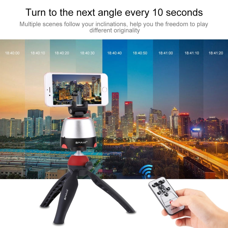 PULUZ Electronic 360 Degree Rotation Panoramic Head + Tripod Mount + GoPro Clamp + Phone Clamp with Remote Controller for Smartphones, GoPro Action Cameras