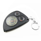 3-in-1 Portable Map Distance Measuring Measurer + Compass + Thermometer with Key Chain for Outdoor Camping Hiking