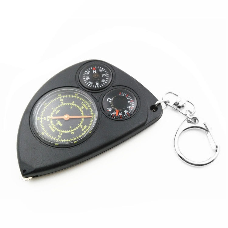 3-in-1 Portable Map Distance Measuring Measurer + Compass + Thermometer with Key Chain for Outdoor Camping Hiking