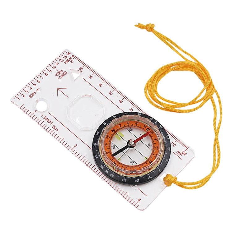 2 in 1 Compass with Map Measuring Ruler Lanyard Emergency Survival Tool