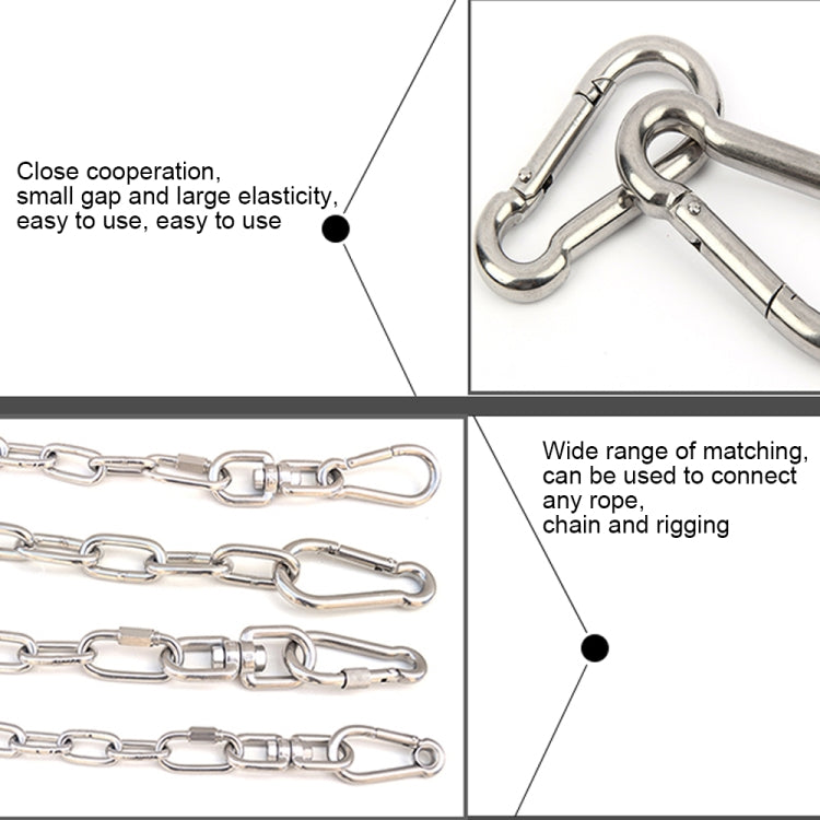 M5 Stainless Steel Carabiner Spring Hook Multi-tool Mountaineering Buckle Lock Camping Hook Rope, Inner Diameter: 4.9mm