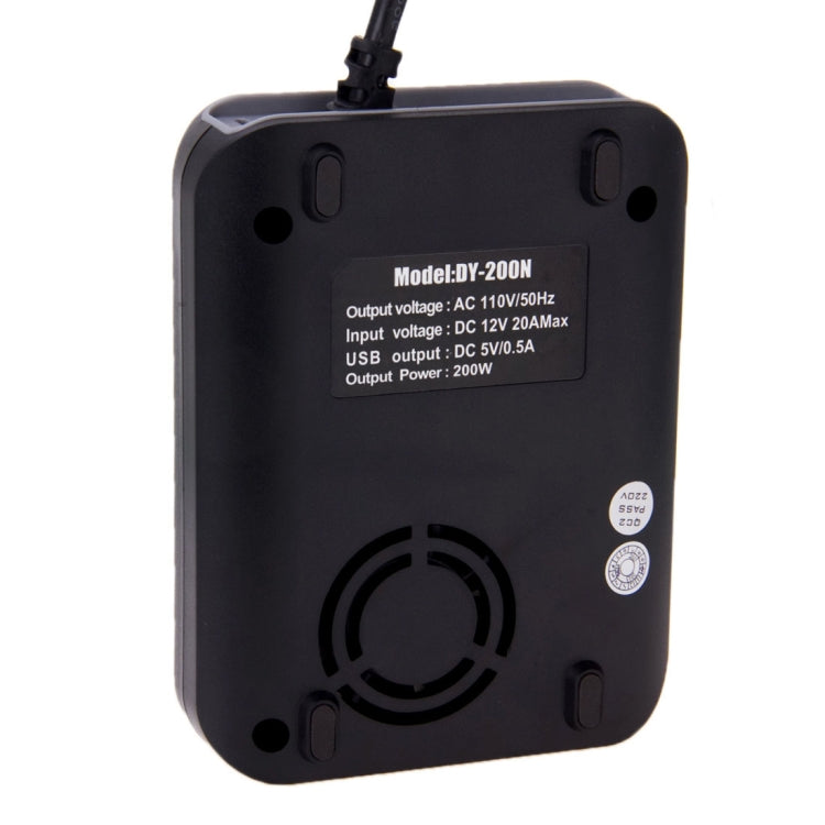 DY-200N, 200W DC 12V to AC Car Power Inverter with 500mA USB Port & EU / US Power Socket