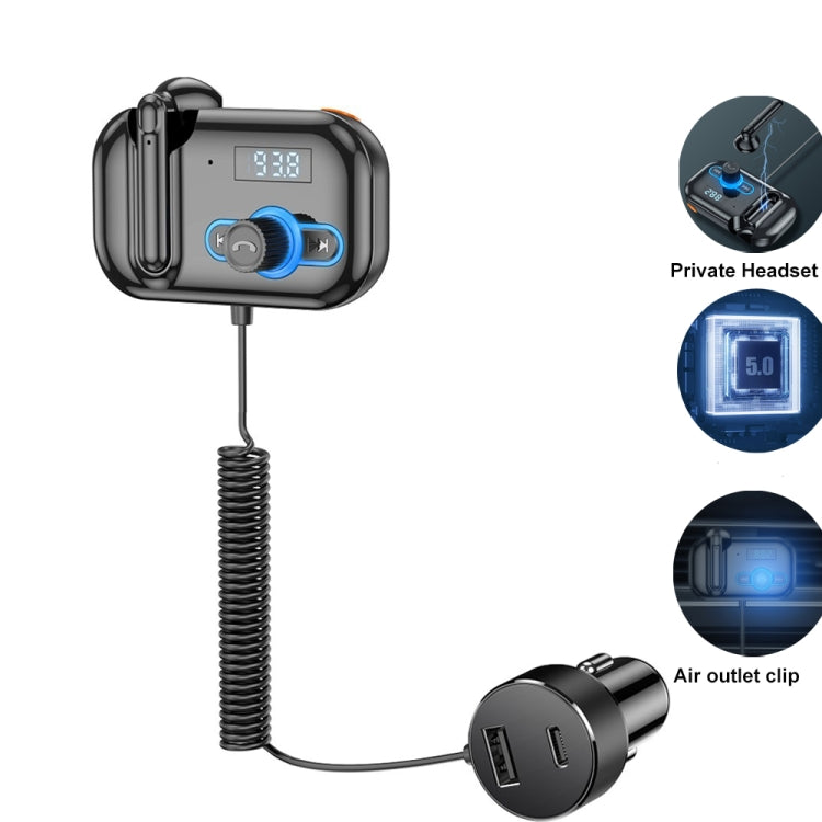 T2 FM Transmitter Hands-free Headphone Kit Headphone MP3 Player Private Call USB PD Quick Charge Audio Receiver