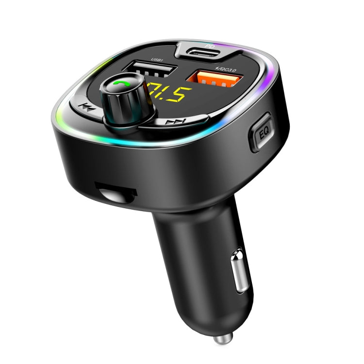 BT08D FM Transmitter Hands-free Car Kit MP3 Audio Player with QC3.0 + PD18W 5A Auto Fast Charger FM Modulator