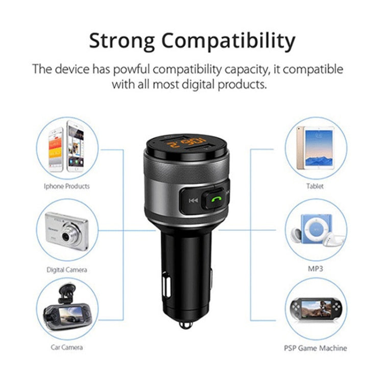 C57 QC3.0 Wireless FM Transmitter Fast Car Charger Bluetooth 5.0 Hands-free Car Modulator USB Flash Memory MP3 Player