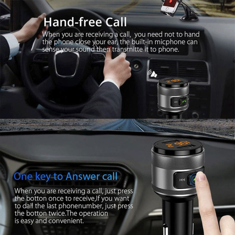 C57 QC3.0 Wireless FM Transmitter Fast Car Charger Bluetooth 5.0 Hands-free Car Modulator USB Flash Memory MP3 Player