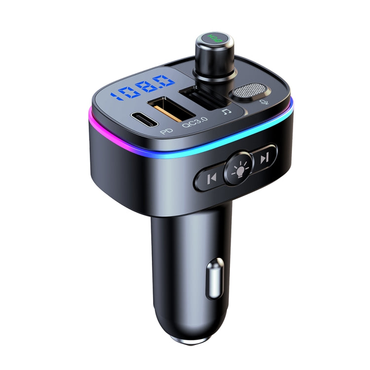 T65 Car Bluetooth FM Transmitter Dual USB Type-C QC3.0 Charger