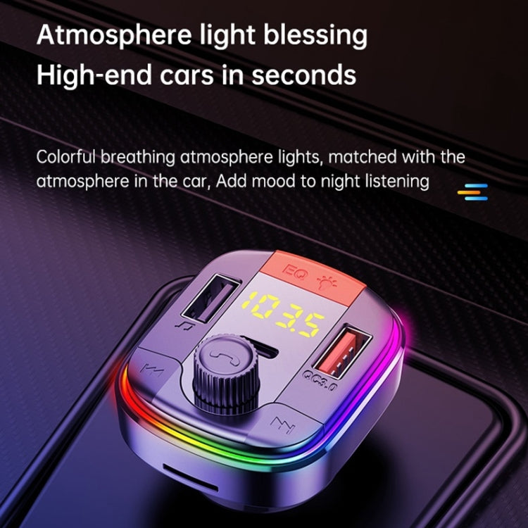 T832 Car Bluetooth FM Transmitter Colorful Light MP3 Player Powerful Quick Charger QC3.0