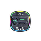C22 Car Bluetooth 5.0 FM Transmitter LED Light Voltage Display QC 3.0 PD Charger
