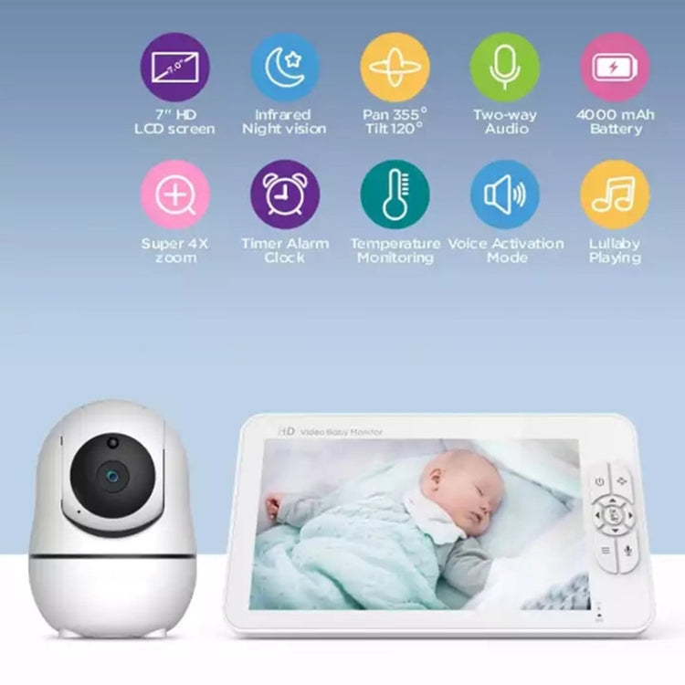 SM70PTZ 7 inch Screen 2.4GHz Wireless Digital Baby Monitor,  Auto Night Vision / Two-way Voice Intercom