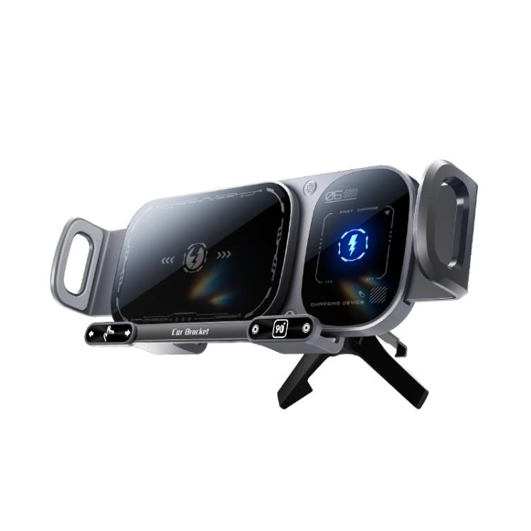 SD01 Car Air Vent Mount Dual Coil Rotating Phone Stand 15W Wireless Charger Phone Holder