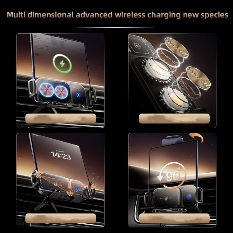 SD01 Car Air Vent Mount Dual Coil Rotating Phone Stand 15W Wireless Charger Phone Holder