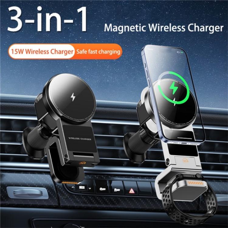 SD16 For Phone Watch Earphone Car Air Vent Phone Holder Magnetic 3 in 1 Wireless Charger