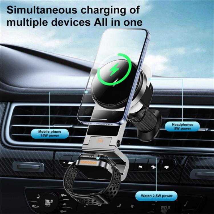 SD16 For Phone Watch Earphone Car Air Vent Phone Holder Magnetic 3 in 1 Wireless Charger