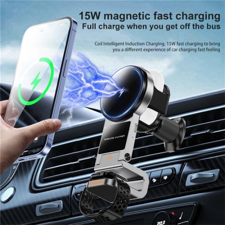 SD16 For Phone Watch Earphone Car Air Vent Phone Holder Magnetic 3 in 1 Wireless Charger