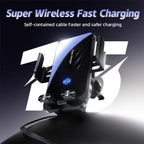 SD05 With Retractable Type-C Cable Car Phone Holder Wireless Charging Mount