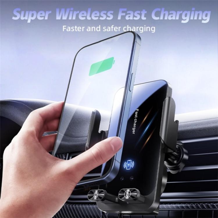 SD05 With Retractable Type-C Cable Car Phone Holder Wireless Charging Mount
