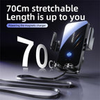 SD05 With Retractable Type-C Cable Car Phone Holder Wireless Charging Mount