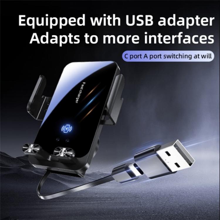 SD05 With Retractable Type-C Cable Car Phone Holder Wireless Charging Mount