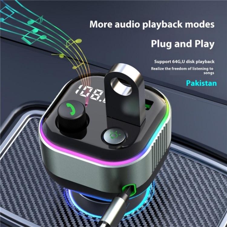 GZ11 Retractable Type-C Cable Voltage Display 65W PD Fast Charging Car Charger MP3 Player