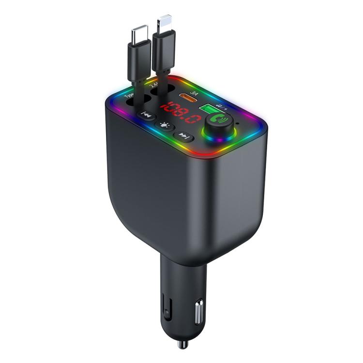 Y4 Retractable Cable Super Fast Charging Car Charger Bluetooth-Compatible MP3 Player