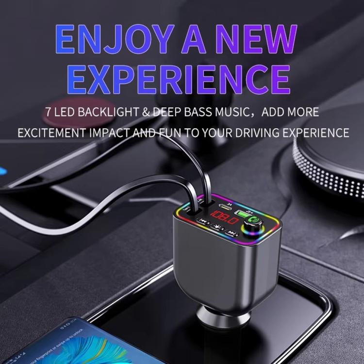 Y4 Retractable Cable Super Fast Charging Car Charger Bluetooth-Compatible MP3 Player