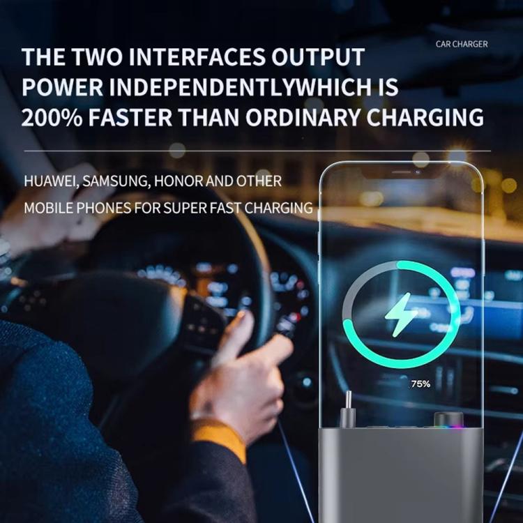 Y4 Retractable Cable Super Fast Charging Car Charger Bluetooth-Compatible MP3 Player