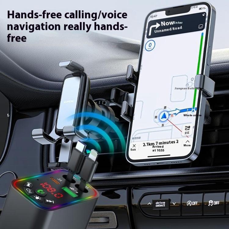 L5 Car Bluetooth-Compatible MP3 Player Hands Free Calling FM Transmitter Fast Charger